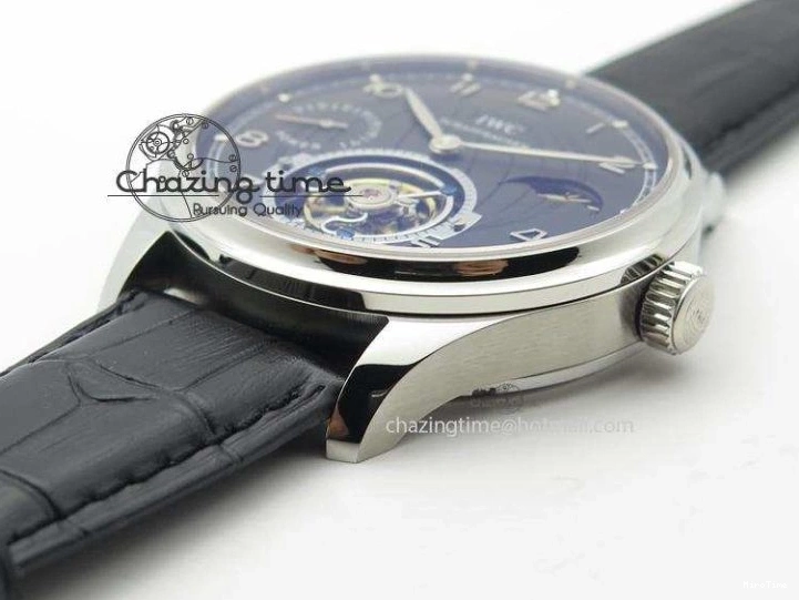 MIROTIME 0807 Portuguese Tourbillon Power Reserve Moonphase SS Black Dial On Black Leather Strap TechFriendly 7321